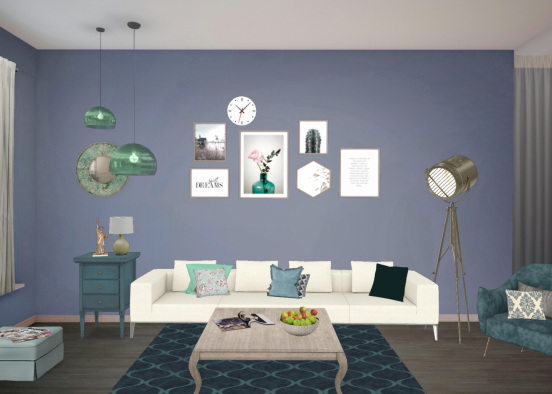 Wohnzimmer dark blue und weiß  Design Rendering