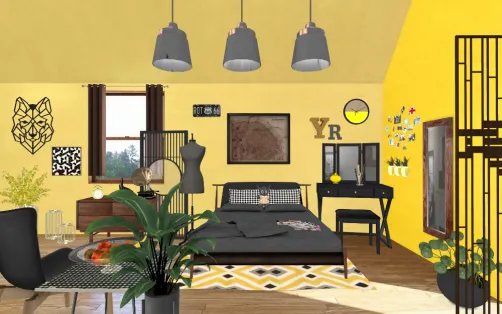 Teen room yellow black