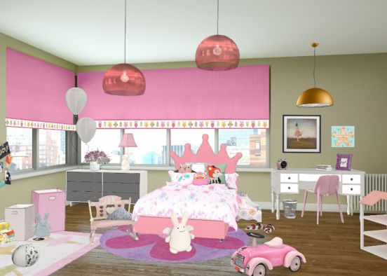 Kinder Zimmer Rosaa Design Rendering
