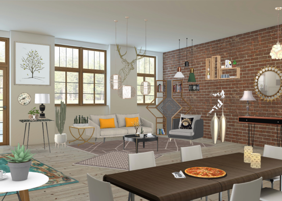 Living room Studentt Design Rendering