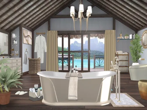 a simple but elegant bathroom with a relaxing view! 