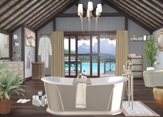 a simple but elegant bathroom with a relaxing view!  Design Rendering