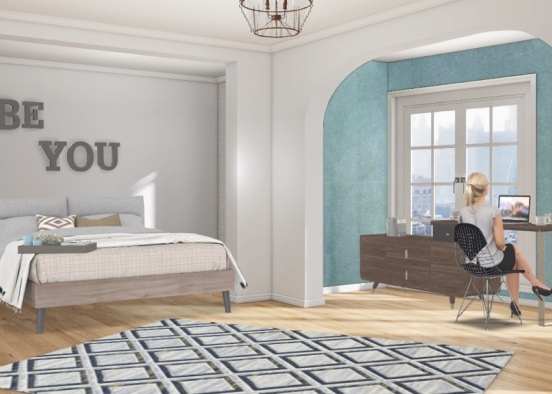 Home Office and Bedroom Design Rendering
