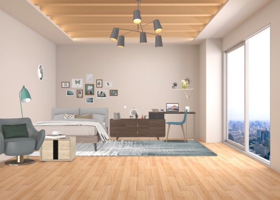 Teal Bedroom Design Rendering