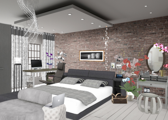Grey bedroom  Design Rendering