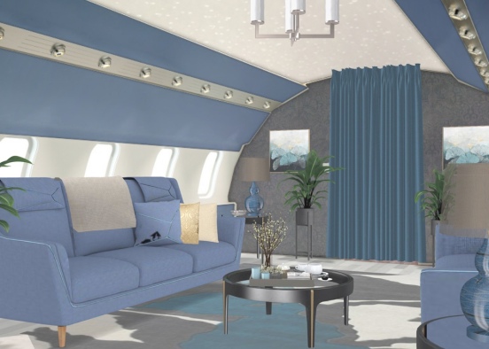 Private Jet Blue Airlines Design Rendering