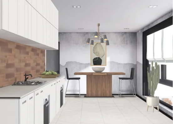 Modern Minimalist Kitchen Design Rendering