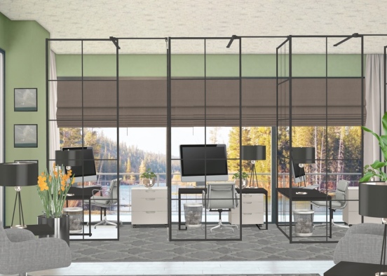 Social Distance Office Space Design Rendering