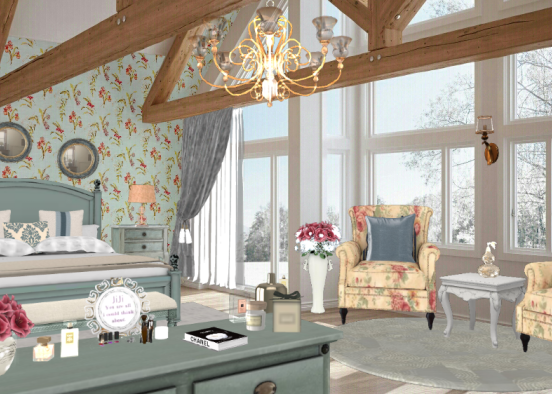 Floral Bedroom Design Rendering