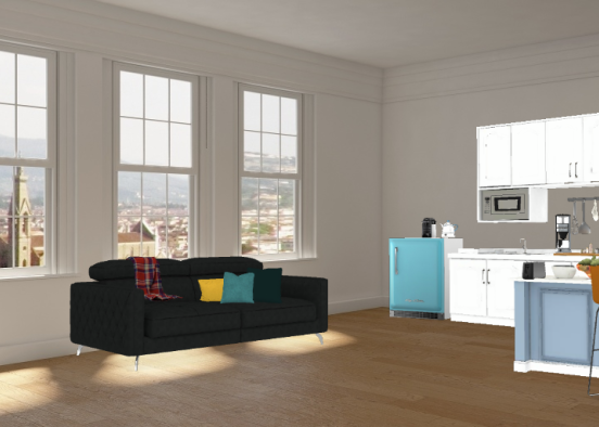 kitchen and living room Design Rendering