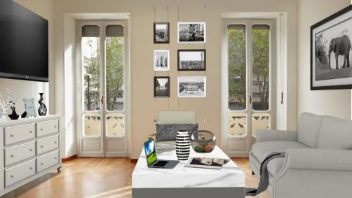  Living room black-and-white 