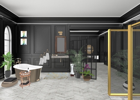 bathroom Black+gold=elegance Design Rendering