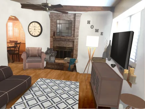 living room tv by window