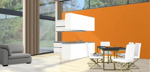 Очень милая кухня. Где спит очаровательный котёнок 