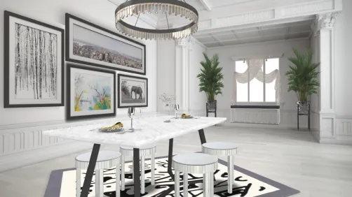 B&W dining room