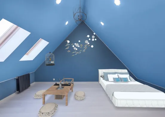 Blue luxury bedroom 🛌🛋📘 Design Rendering