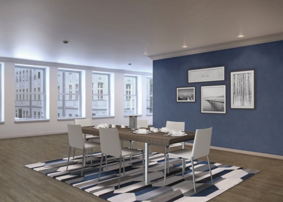 blue dining room Design Rendering