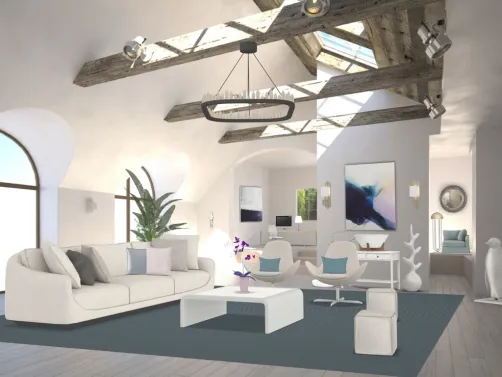 blue and purple living room