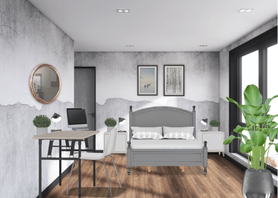 grey teen bedroom  Design Rendering