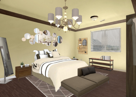 La camera da letto marrone. Design Rendering