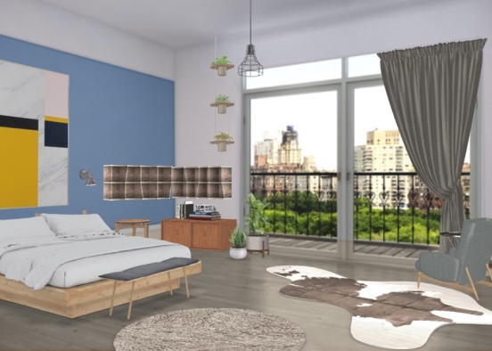 Modern City Bedroom Design Rendering