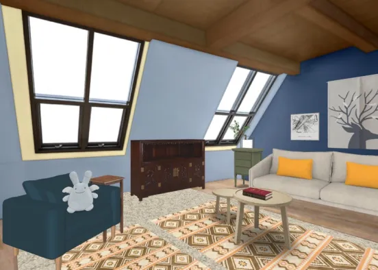 attic living room Design Rendering
