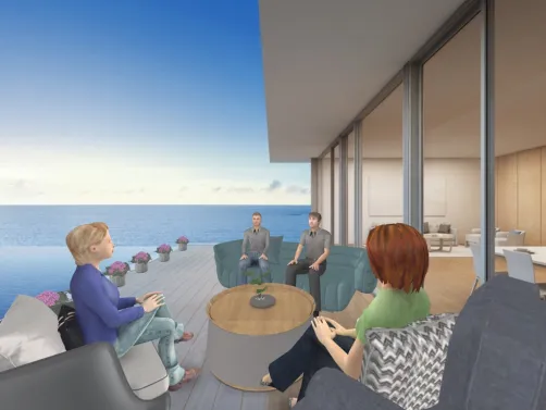 une terrasse à vue sur la mer