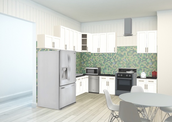Small white kitchen  Design Rendering