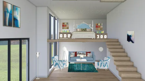 Sala de estar y dormitorio de lujo