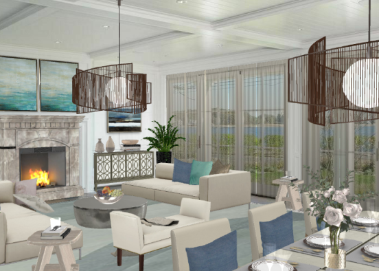 Livingroom&Diningroom💙💙💙 Design Rendering