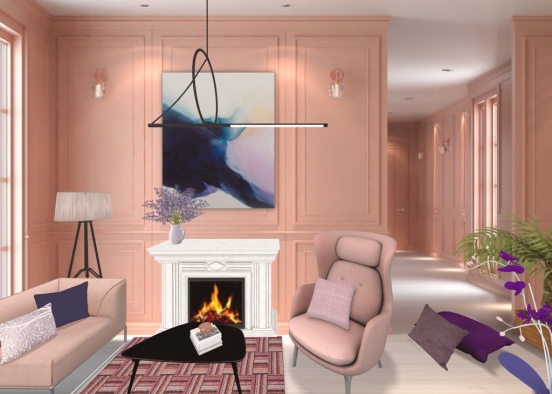 Pink-purple room Design Rendering