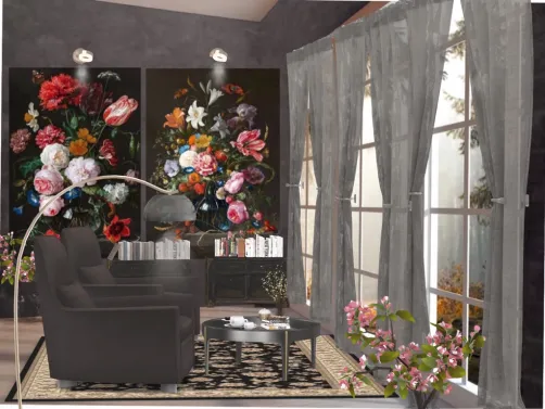 Flowers on the wall, flowers underfoot