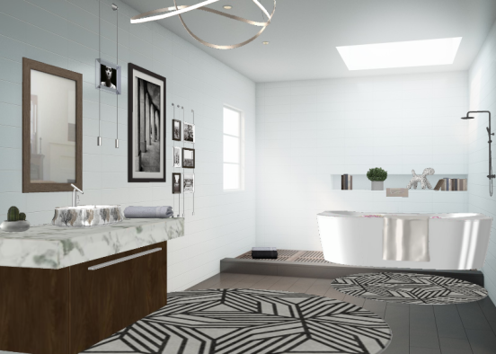 Black and white bathroom Design Rendering