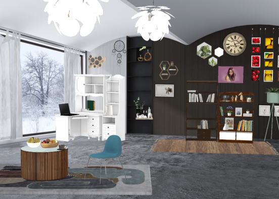 Artistic office room 🌿🌆 Design Rendering