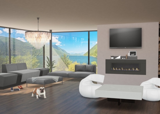 Modern home with a beautiful view on the lake of Geneva Design Rendering