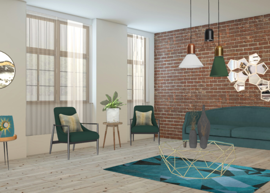 Sala de estar escandinava nordica Design Rendering