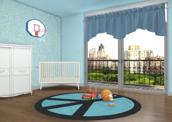 quarto de bebê azul  Design Rendering