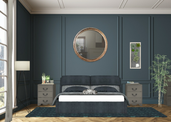 Chambre bleu/gris  Design Rendering