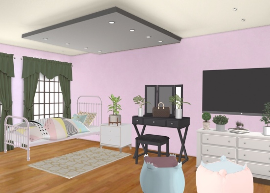 Morden cozy room with a TV for Olivia! Design Rendering