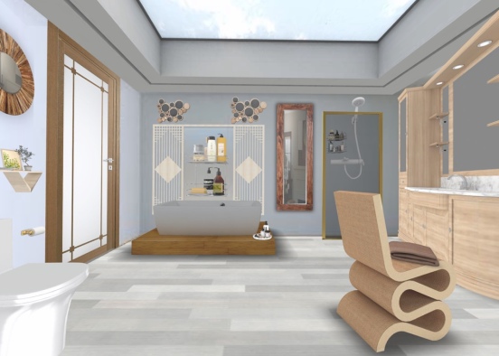wooden styled old fashioned bathroom💘 Design Rendering