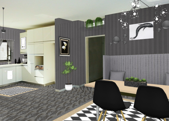 Modern Kitchen/ Dining area Design Rendering