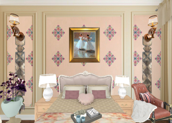 Russian style bedroom  Design Rendering