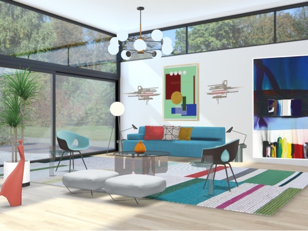 Modern color in mid-century Palm Springs featuring acrylic furniture.