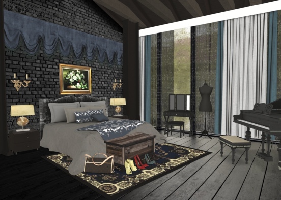 victorien style bedroom Design Rendering