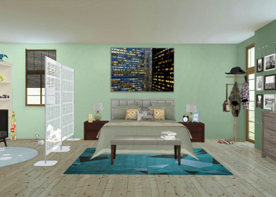 Green bedroom Design Rendering
