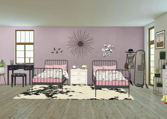 Teen sisters bedroom Design Rendering