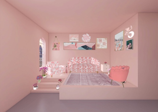 pinkish living room Design Rendering