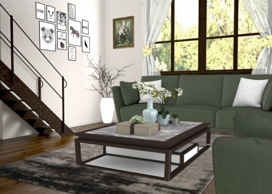 Clean Living Room  Design Rendering