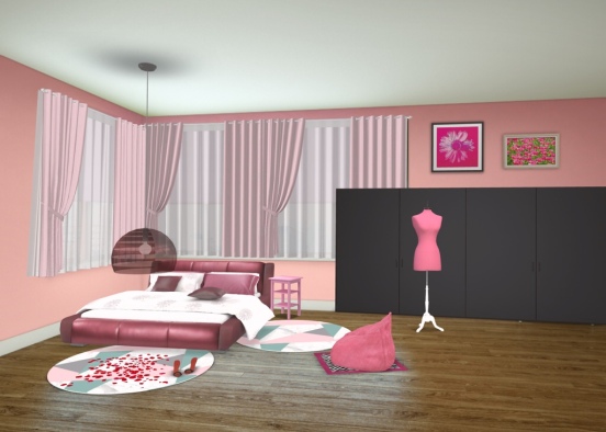 beautiful pink room Design Rendering