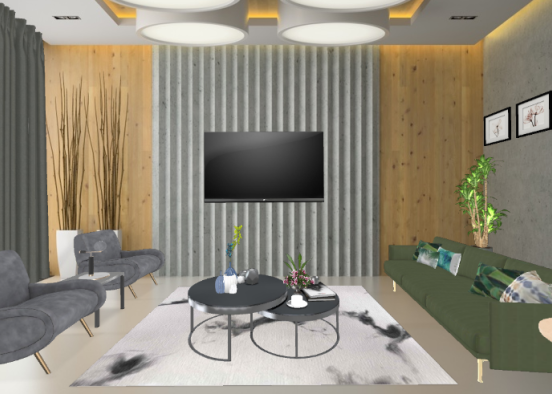 Sala  de  estar , moderna chique  Design Rendering